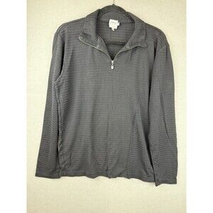 Armani Collezoni Men’s Ribbed Silk Patterned Knit 1/4 Zip-up Sweater Black L